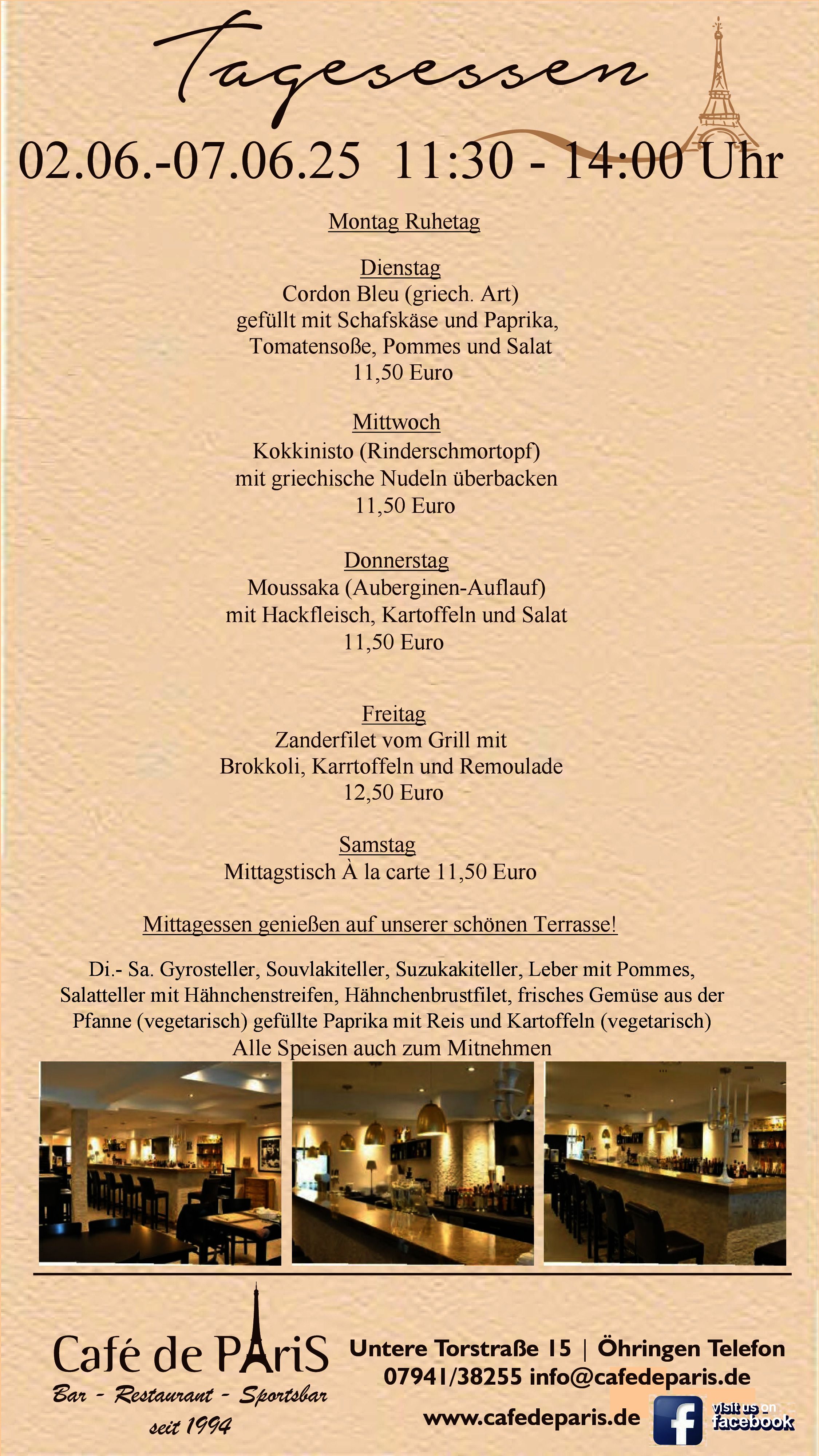 Tagesessen 02.06.-07.06.25