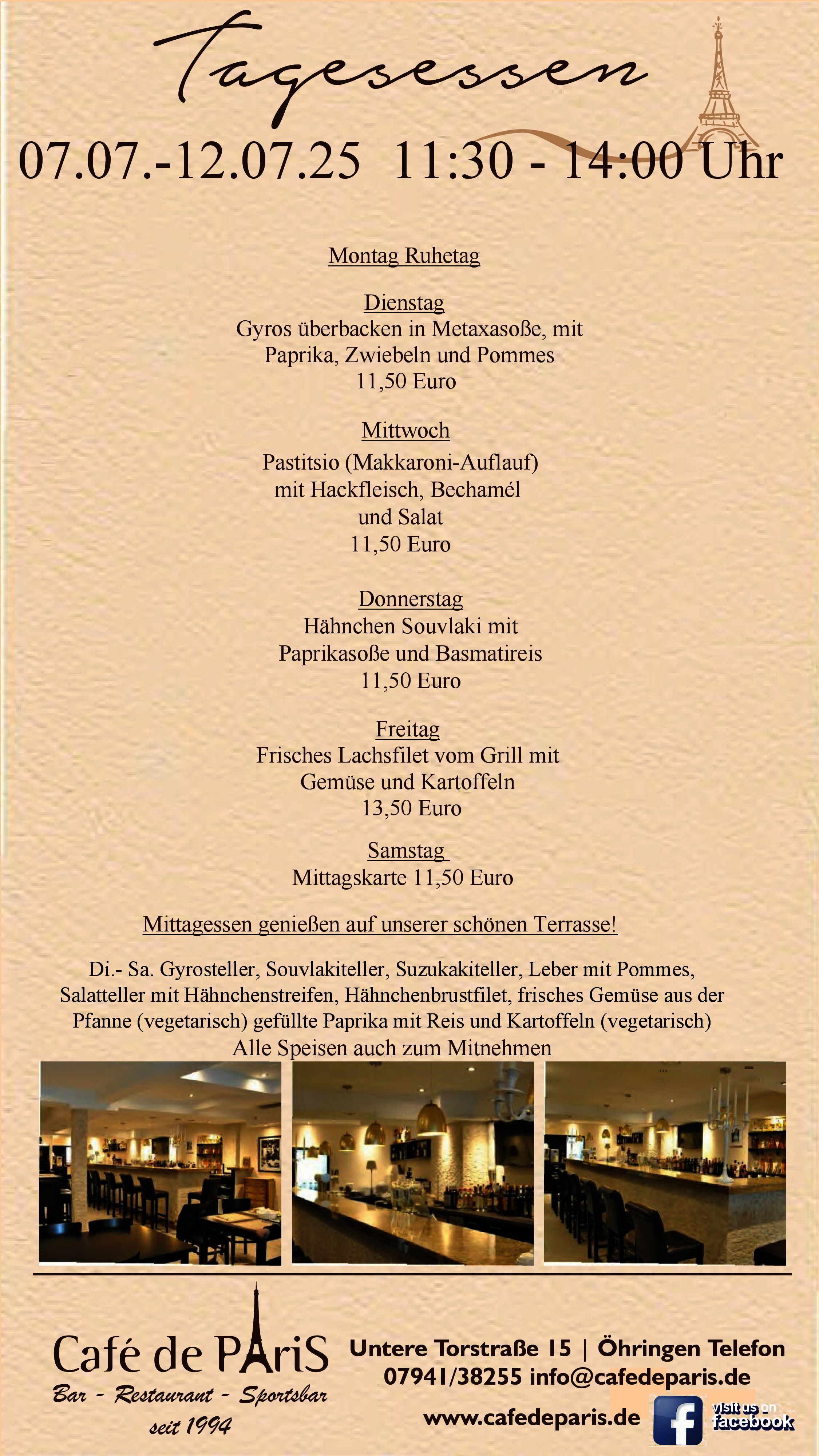 Tagesessen 07.07.-12.07.25